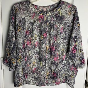Grey Floral Blouse